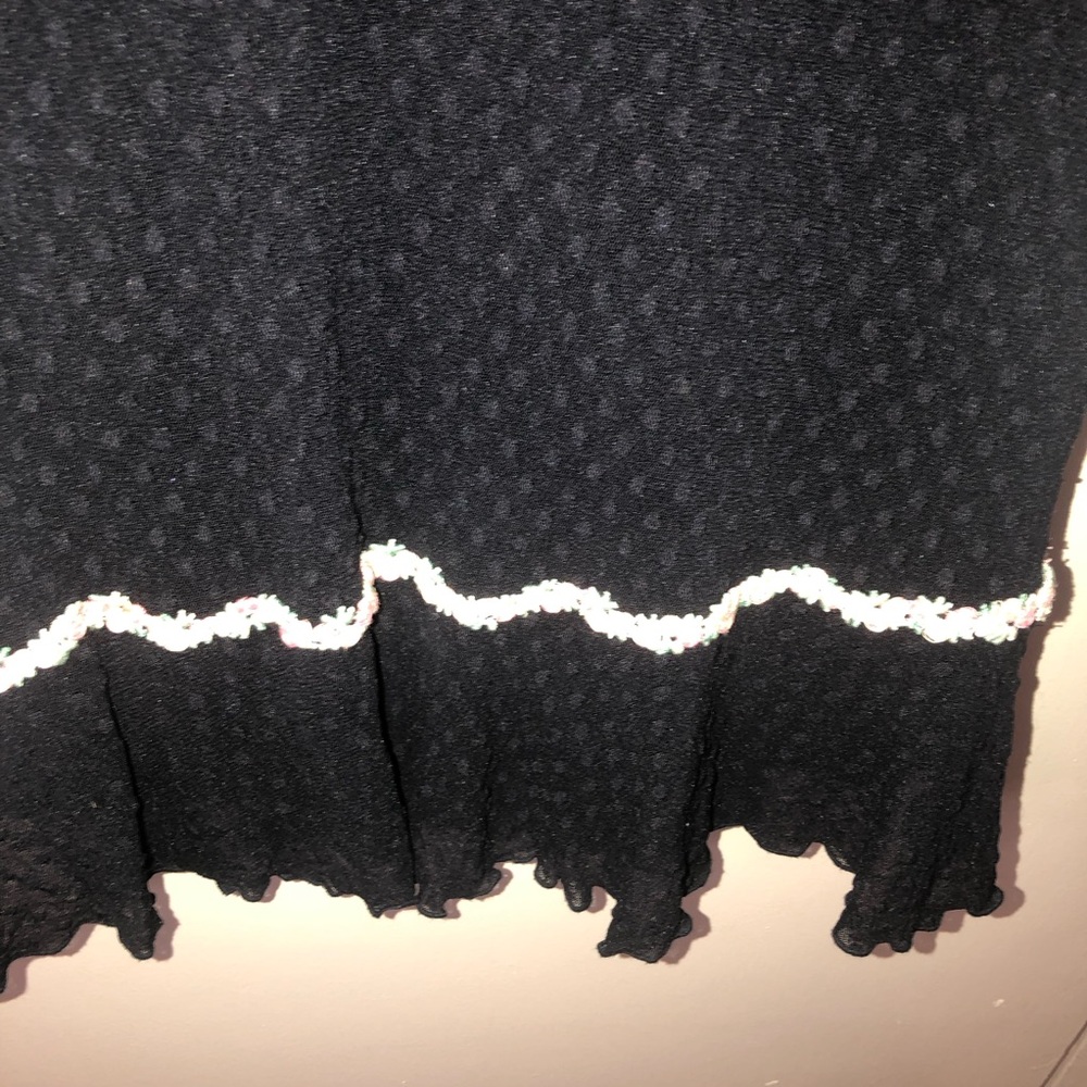 Vintage Betsey Johnson 90’s Swiss Dot Black Dress with Pink Flowers Trim - Picture 8 of 11